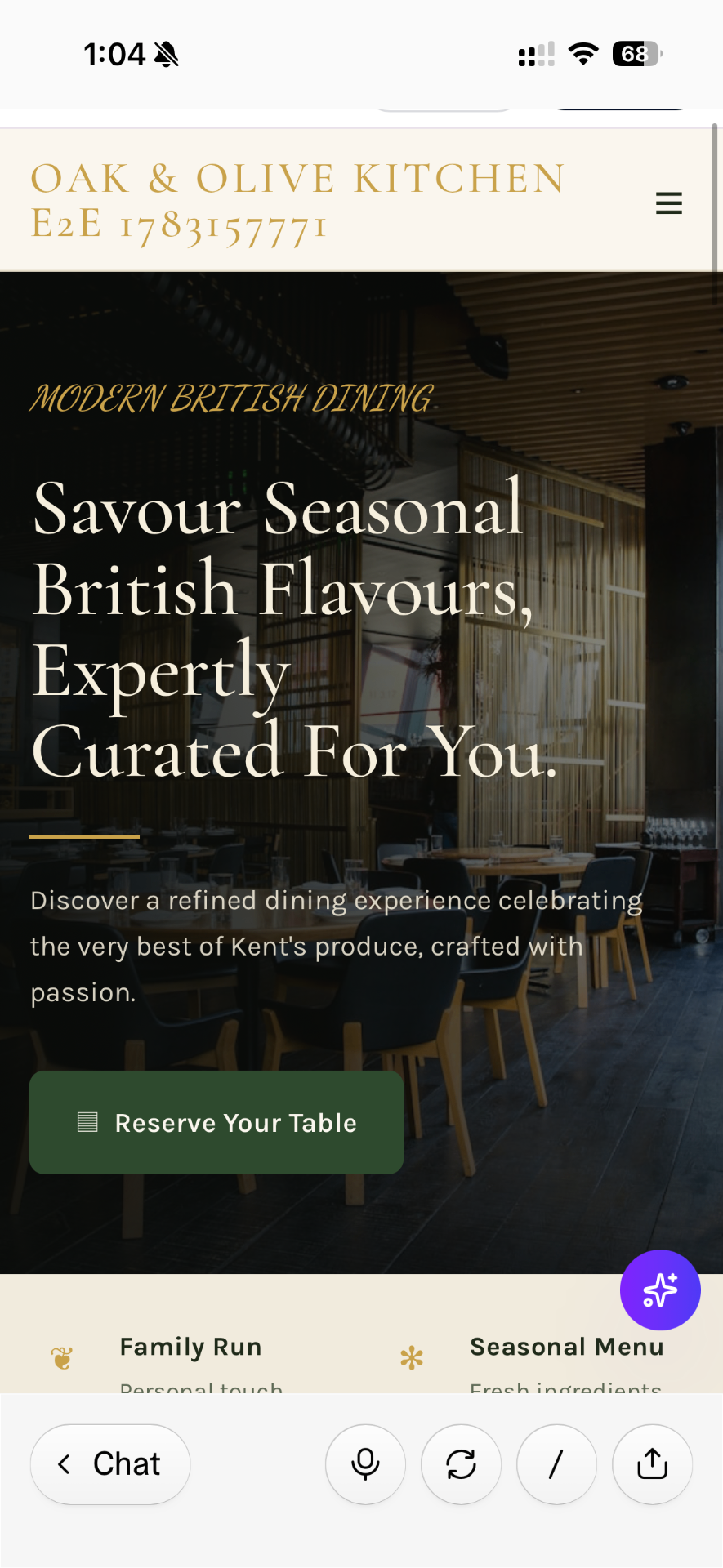Oak & Olive — website built with Sitezum