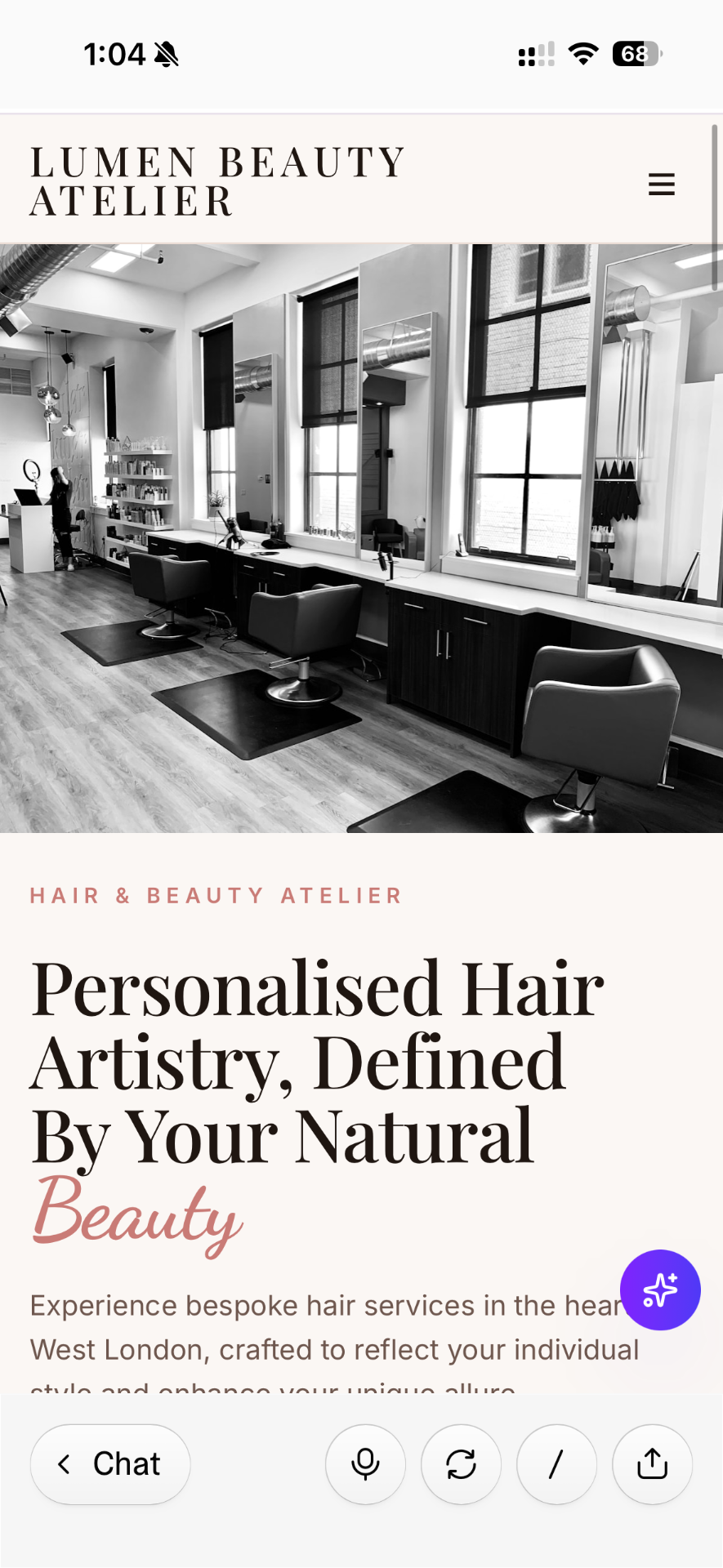 Lumen Beauty — website built with Sitezum